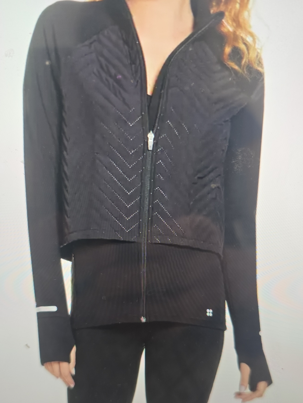 Sweaty Betty Black Quilted Zip-Up Bomber Jacket
